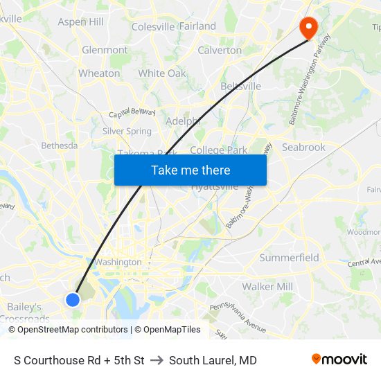S Courthouse Rd + 5th St to South Laurel, MD map