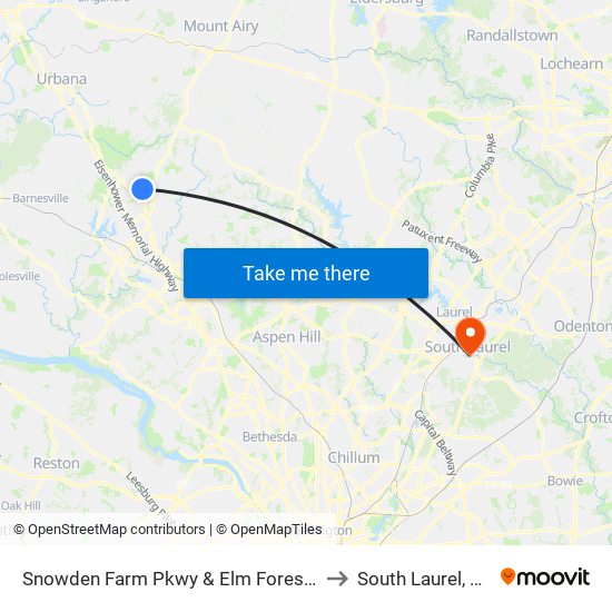 Snowden Farm Pkwy & Elm Forest Ct to South Laurel, MD map