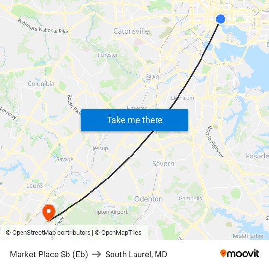 Market Place Sb (Eb) to South Laurel, MD map