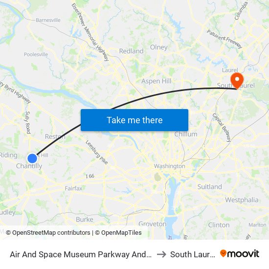 Air And Space Museum Parkway And Endeavor Drive to South Laurel, MD map