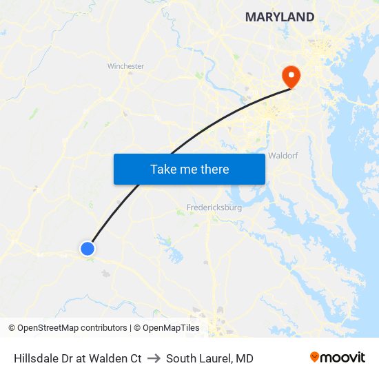 Hillsdale Dr at Walden Ct to South Laurel, MD map