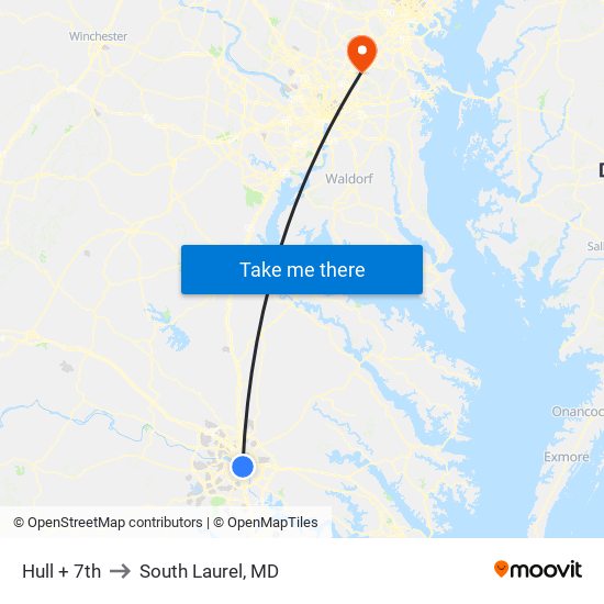 Hull + 7th to South Laurel, MD map