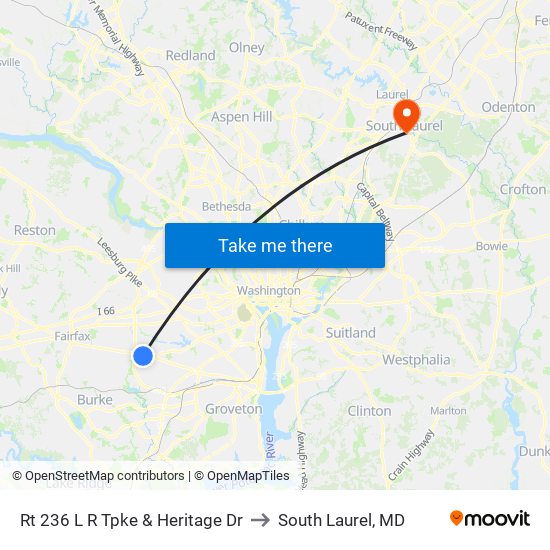 Rt 236 L R Tpke & Heritage Dr to South Laurel, MD map