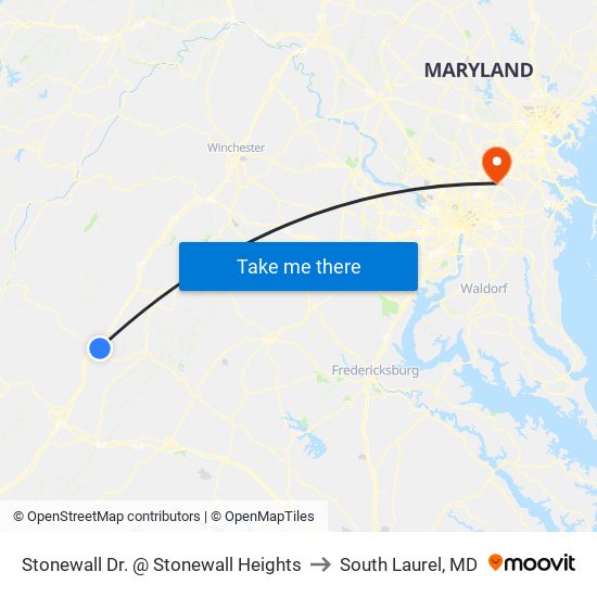 Stonewall Dr. @ Stonewall Heights to South Laurel, MD map