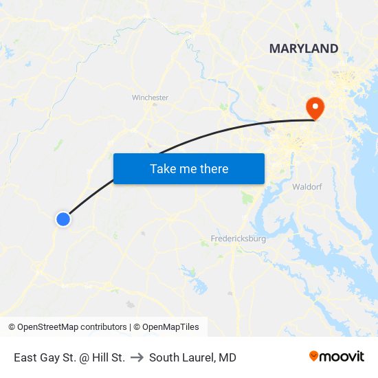 East Gay St. @ Hill St. to South Laurel, MD map