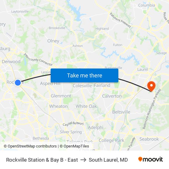 Rockville Station & Bay B - East to South Laurel, MD map