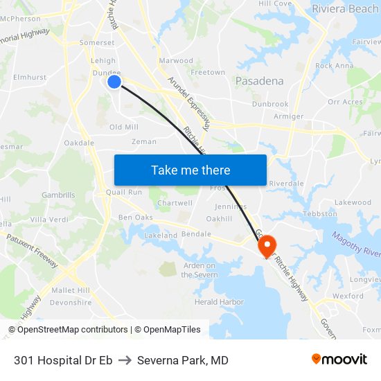301 Hospital Dr Eb to Severna Park, MD map