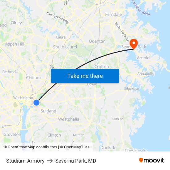 Stadium-Armory to Severna Park, MD map