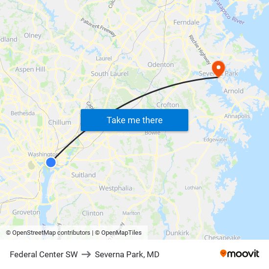 Federal Center SW to Severna Park, MD map