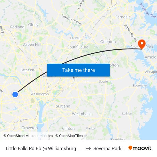 Little Falls Rd Eb @ Williamsburg Blvd MB to Severna Park, MD map
