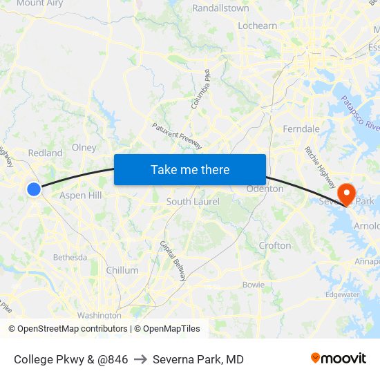 College Pkwy & @846 to Severna Park, MD map