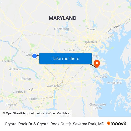 Crystal Rock Dr & Crystal Rock Ct to Severna Park, MD map