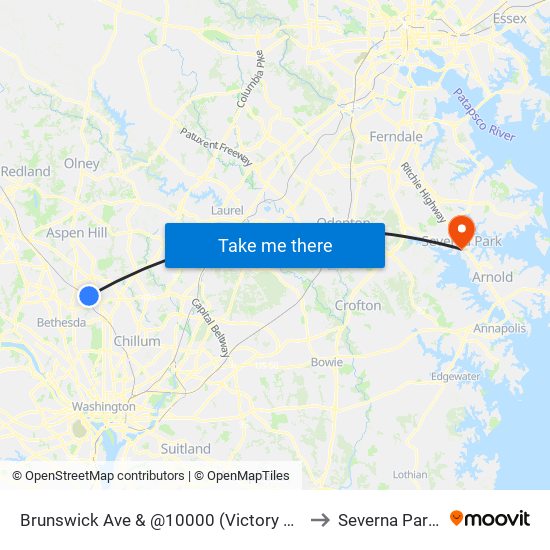 Brunswick Ave & @10000 (Victory Forest Apts) to Severna Park, MD map