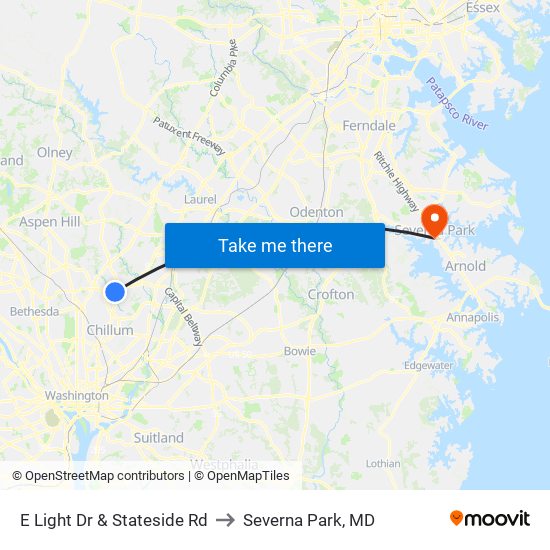 E Light Dr & Stateside Rd to Severna Park, MD map