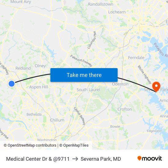 Medical Center Dr & @9711 to Severna Park, MD map