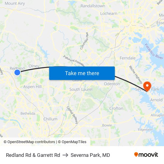 Redland Rd & Garrett Rd to Severna Park, MD map