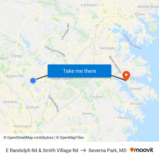 E Randolph Rd & Smith Village Rd to Severna Park, MD map