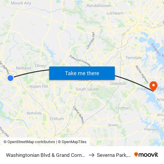 Washingtonian Blvd & Grand Corner Blvd to Severna Park, MD map