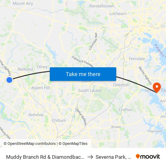 Muddy Branch Rd & Diamondback Dr to Severna Park, MD map