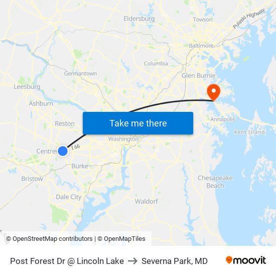 Post Forest Dr @ Lincoln Lake to Severna Park, MD map