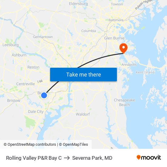 Rolling Valley P&R Bay C to Severna Park, MD map