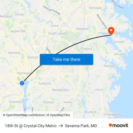 18th St And Crystal City Metro to Severna Park, MD map