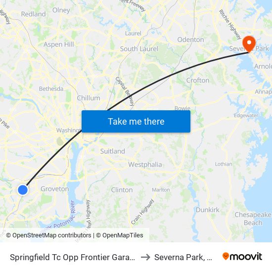 Springfield Tc Opp Frontier Garage to Severna Park, MD map