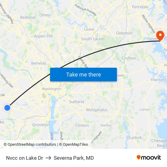 Nvcc on Lake Dr to Severna Park, MD map