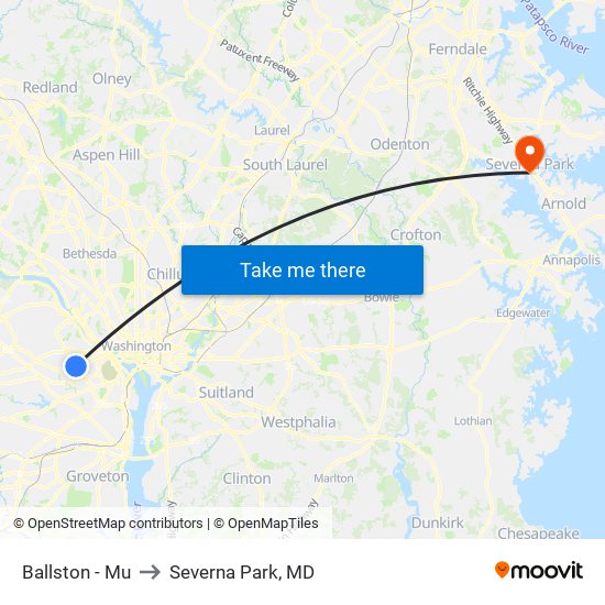 Ballston - Mu to Severna Park, MD map