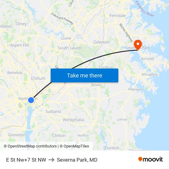 E St Nw+7 St NW to Severna Park, MD map