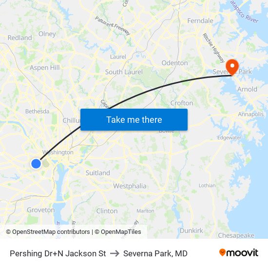 Pershing Dr+N Jackson St to Severna Park, MD map