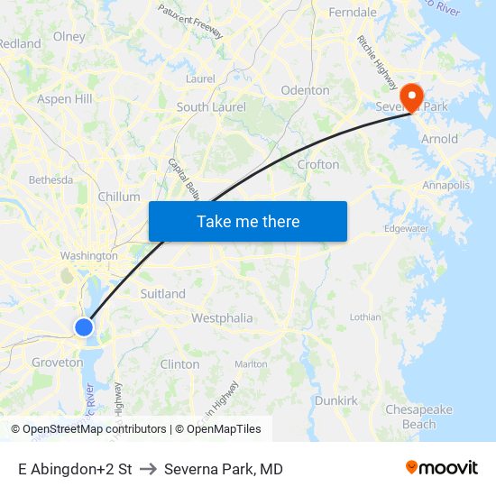 E Abingdon+2 St to Severna Park, MD map