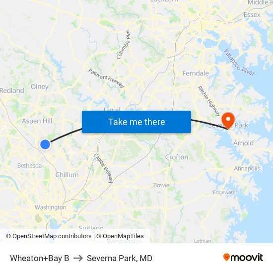 Wheaton+Bay B to Severna Park, MD map