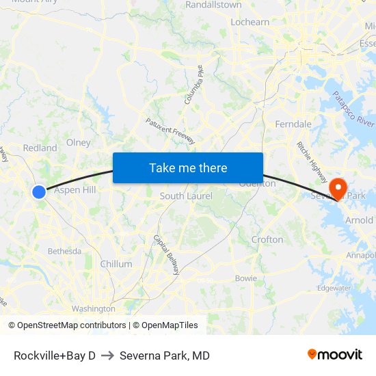 Rockville+Bay D to Severna Park, MD map