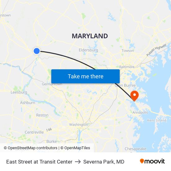 East Street at Transit Center to Severna Park, MD map