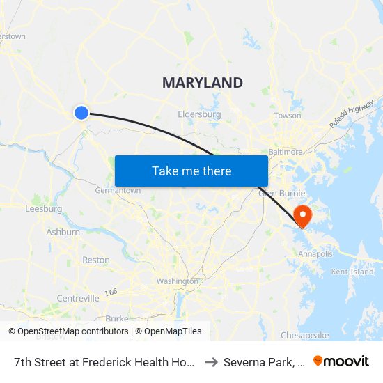 7th Street at Frederick Health Hospital to Severna Park, MD map