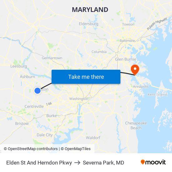 Elden St And Herndon Pkwy to Severna Park, MD map