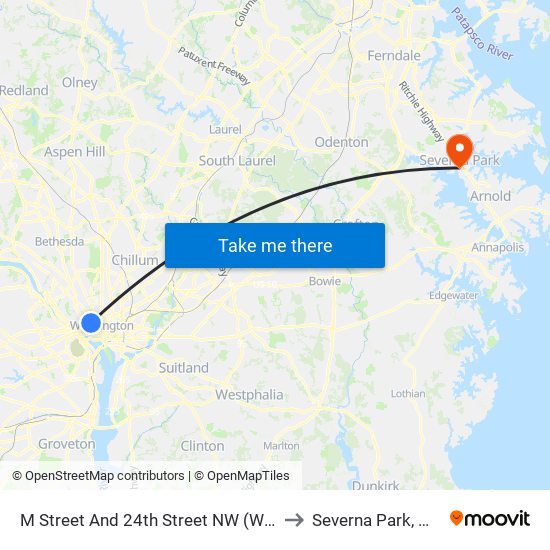 M Street And 24th Street NW (Wb) to Severna Park, MD map