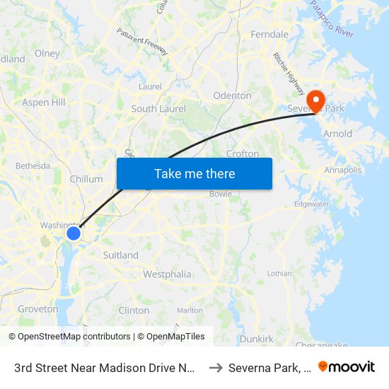 3rd Street Near Madison Drive NW (Nb) to Severna Park, MD map