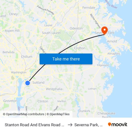 Stanton Road And Elvans Road SE to Severna Park, MD map