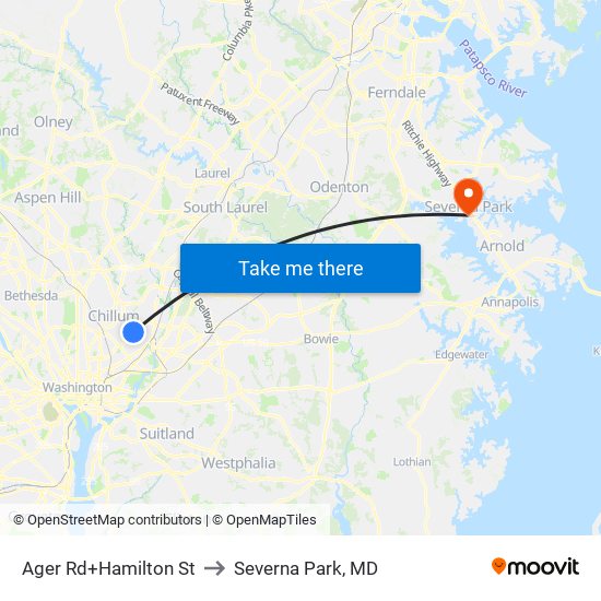 Ager Rd+Hamilton St to Severna Park, MD map