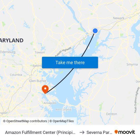 Amazon Fulfillment Center (Principio Pkwy West) to Severna Park, MD map