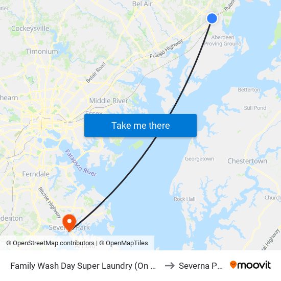 Family Wash Day Super Laundry (On Pulaski Hwy/Us 40) to Severna Park, MD map