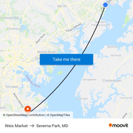 Weis Market to Severna Park, MD map