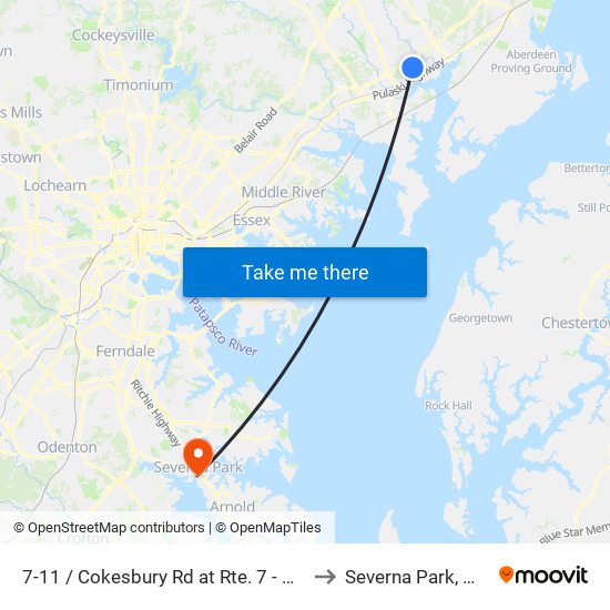 7-11 / Cokesbury Rd at Rte. 7 - Wb to Severna Park, MD map