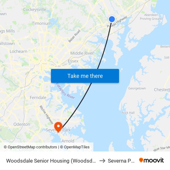 Woodsdale Senior Housing (Woodsdale Rd & Penny Ln) to Severna Park, MD map