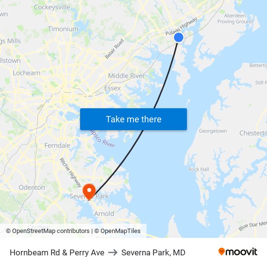 Hornbeam Rd & Perry Ave to Severna Park, MD map