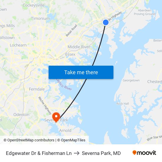 Edgewater Dr & Fisherman Ln to Severna Park, MD map
