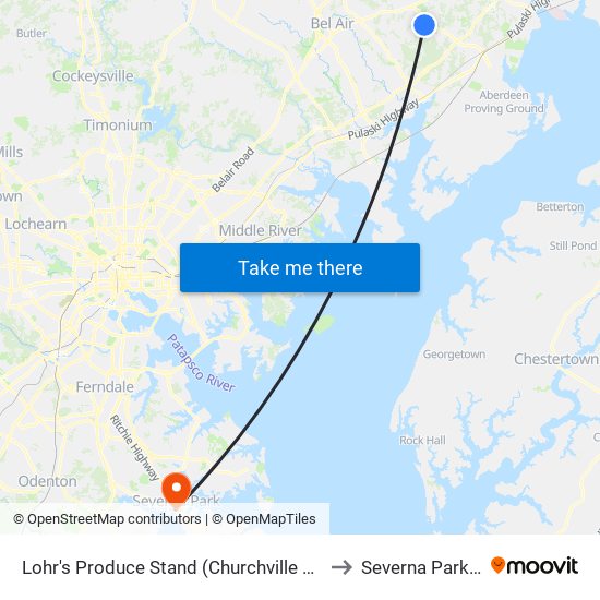 Lohr's Produce Stand (Churchville Rd/Rt 22) to Severna Park, MD map