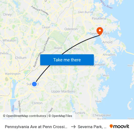 Pennsylvania Ave at Penn Crossing Dr to Severna Park, MD map